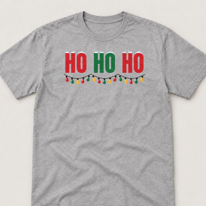 Sport Grey tee printed with Ho Ho Ho