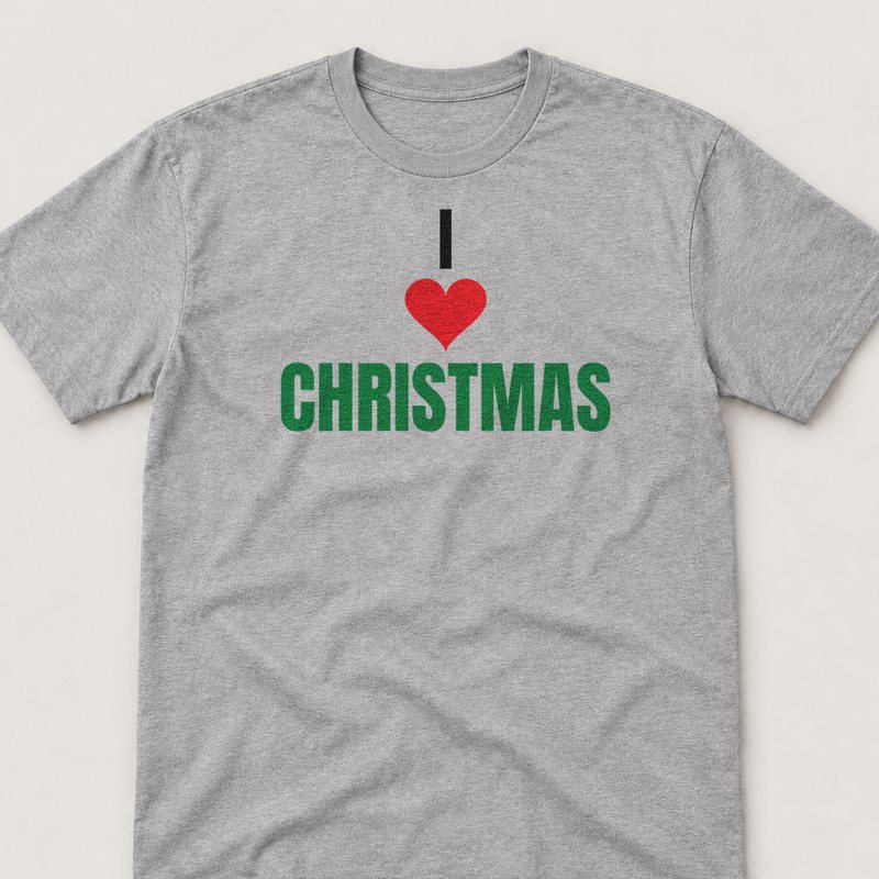 Sport Grey tee printed with I Love Christmas