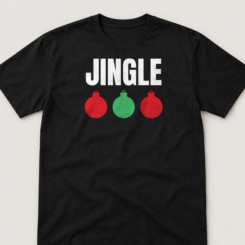 Black tee printed with Jingle