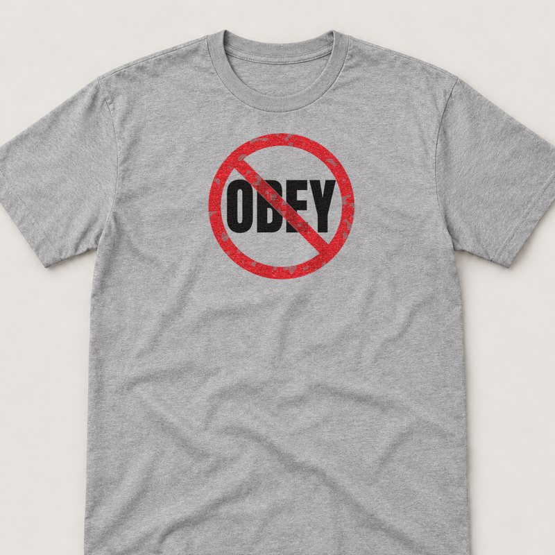 Sport Grey tee printed with OBEY? NO.